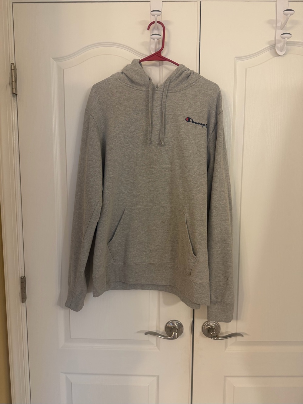 Champion Light Gray Pullover Hoodie with Small Logo